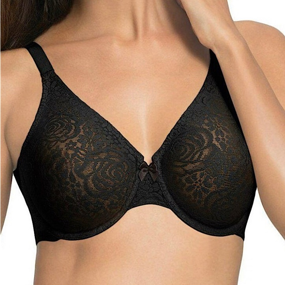 WACOAL Halo Underwire Lace Black Bra with Convertible Racerback 36DD.